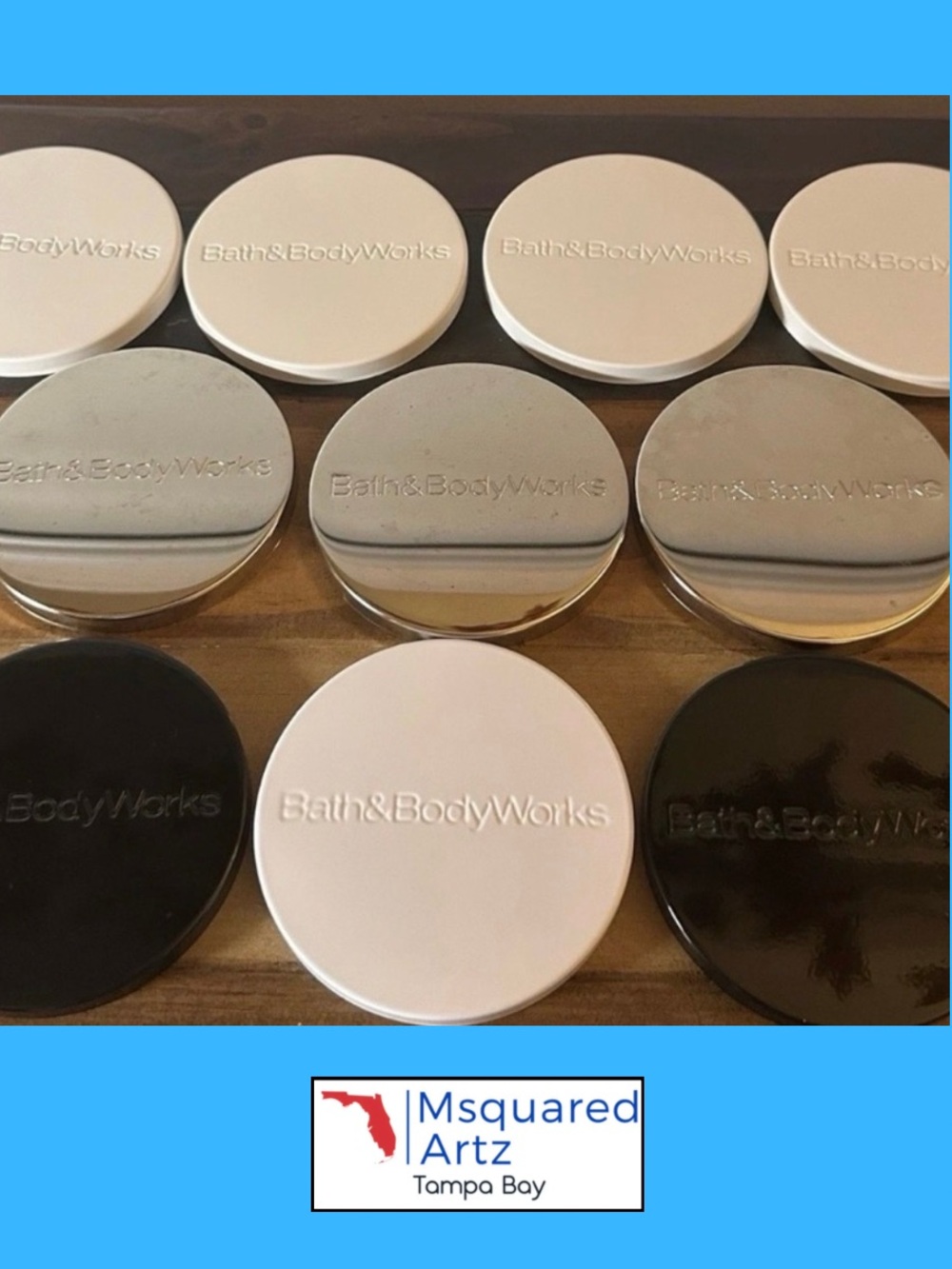 Bath & Body Works Candle Lids Mixed Lot of 10 Gold Cream Black White Replacement
